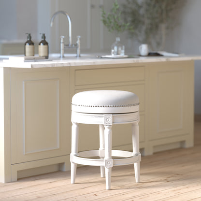 26in. Wood Backless Counter-Height Swivel Barstool, 1PC