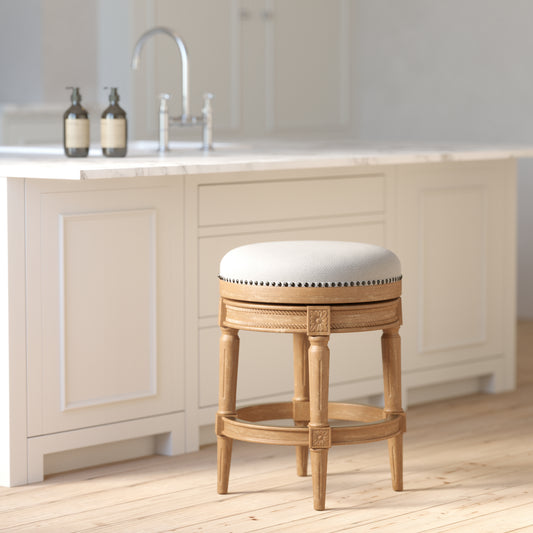26"H Counter-Height Backless Swivel Bar Stool, Weathered Natural, 1PC