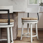 26" Wood Counter-Height Bar Stool with Natural Seagrass Seat, Reclaimed White, 1PC