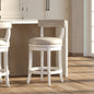 26" Counter-Height Bar Stool, White Wood with Gray Faux Leather Seat and Back, 1PC