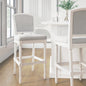31" White Bar-Height Bar Stool with Gray Upholstered Seat and Back, 1PC