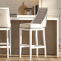 Swivel 31"H Bar Stool with Tall Back, White with Gray Faux-Leather Seat, 1PC