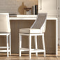 Swivel 26"H Counter-Height Bar Stool with Tall Back, White with Gray Faux-Leather Seat, 1PC