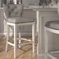 31" Upholstered Bar-Height Swivel Bar Stool with Back, White with Gray Upholstery, 1PC