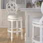 31" Wood Bar Stool with Back and Swivel Upholstered Seat, Farmhouse White, 1PC