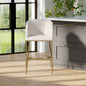 31" Modern Bar Stool, White Faux Leather with Gold Steel Frame, 1PC