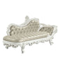 Vanaheim Beige Synthetic Leather & Antique White Finish Bench (Assembled)