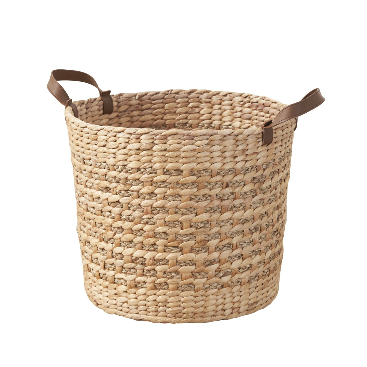Isidore Water Hyacinth Woven Round Multi Use Storage Basket - 15.7" x 15.7" x 11.8" - Natural Brown