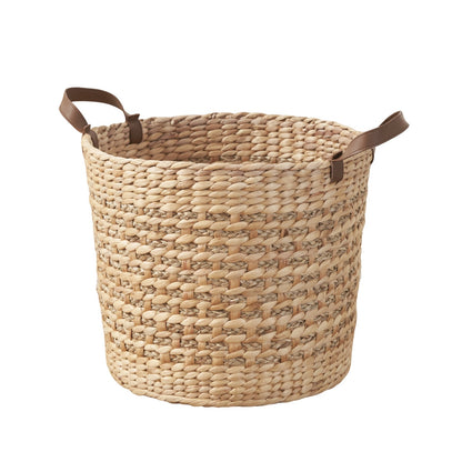 Isidore Water Hyacinth Woven Round Multi Use Storage Basket - 15.7" x 15.7" x 11.8" - Natural Brown