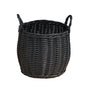 Lucius Round Resin Woven Wicker Basket with Handles - 13" x 13" x 10.2" - Black - For Clothes, Towels, Toys, Magazines Storage and Home Decoration