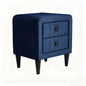 Navy Blue Velvet Upholstered Nightstand with 2 Drawers, Modern Bedside Table with Storage, Elegant Accent End Table, 20 Inch