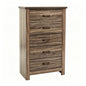 Modern Nordic Bedroom Storage Organizer, Dark Brown Wood 5-Drawer Chest, Space-Saving 34x16x49 in
