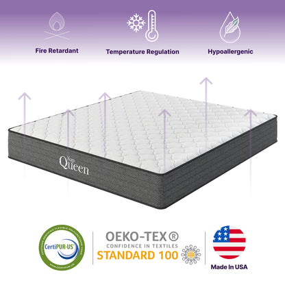 NapQueen Victoria Full Cooling Gel Mattress - Grey+White Foam Comfort