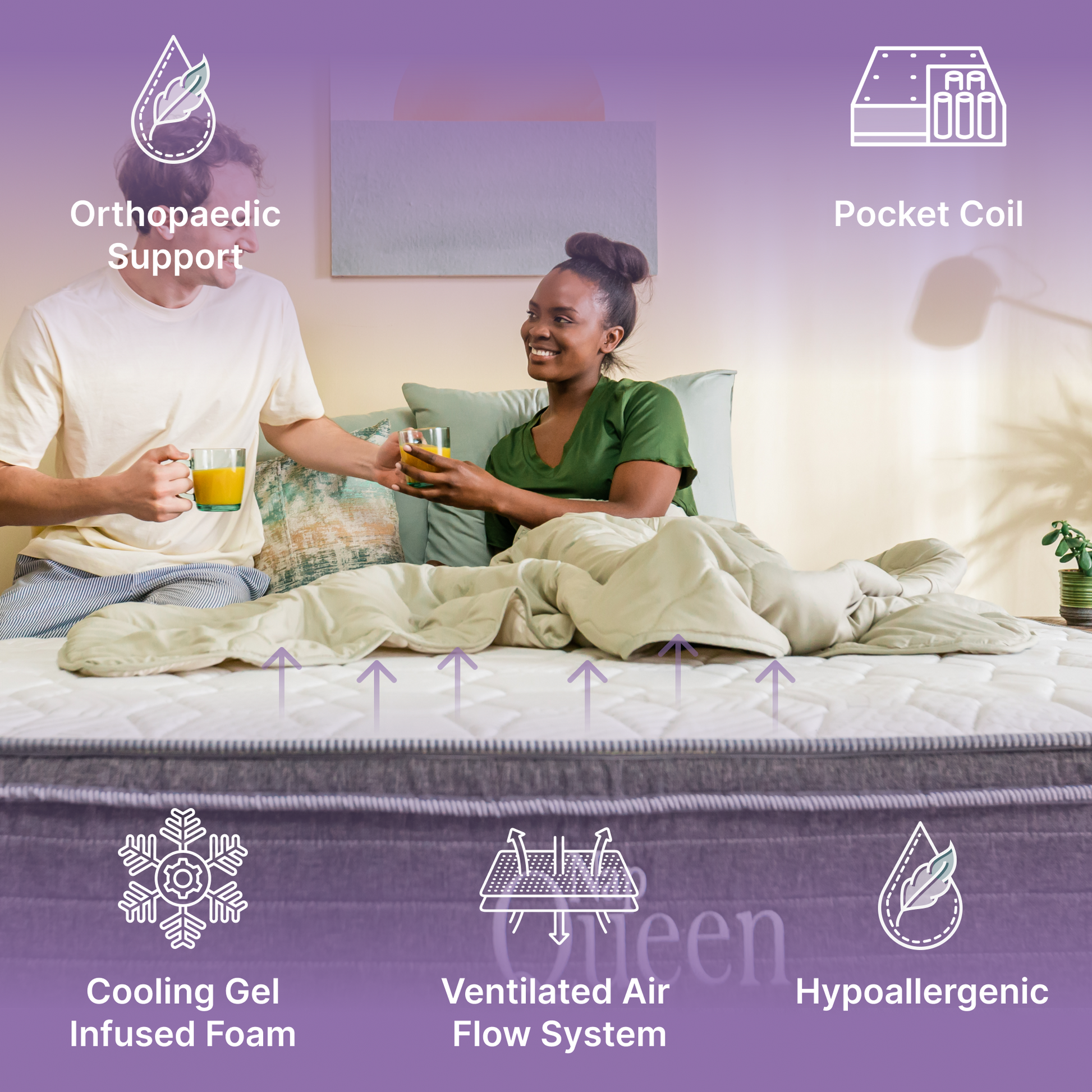 NapQueen Victoria Full Cooling Gel Mattress - Grey+White Foam Comfort