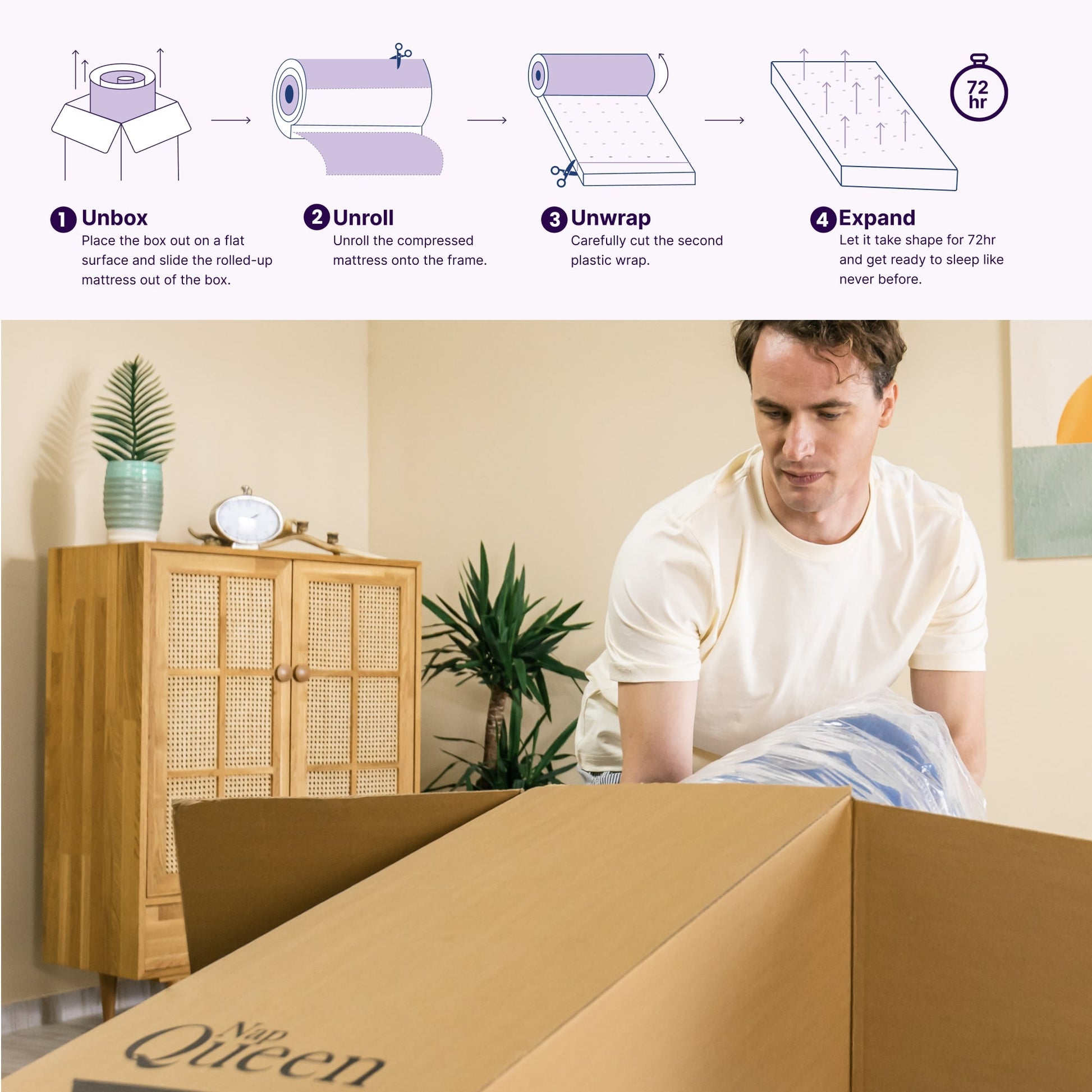NapQueen Victoria Full Cooling Gel Mattress - Grey+White Foam Comfort
