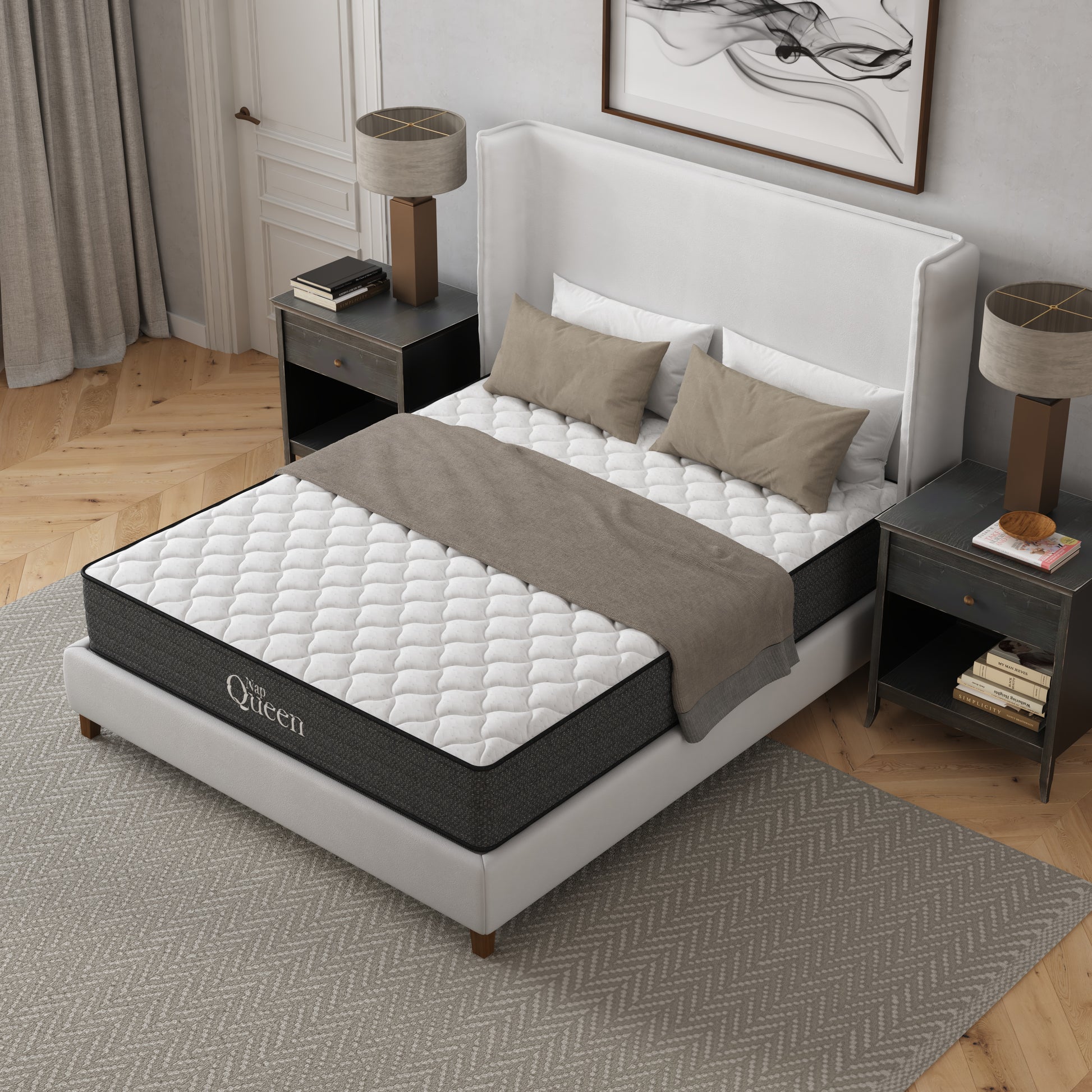 NapQueen Victoria Full Cooling Gel Mattress - Grey+White Foam Comfort