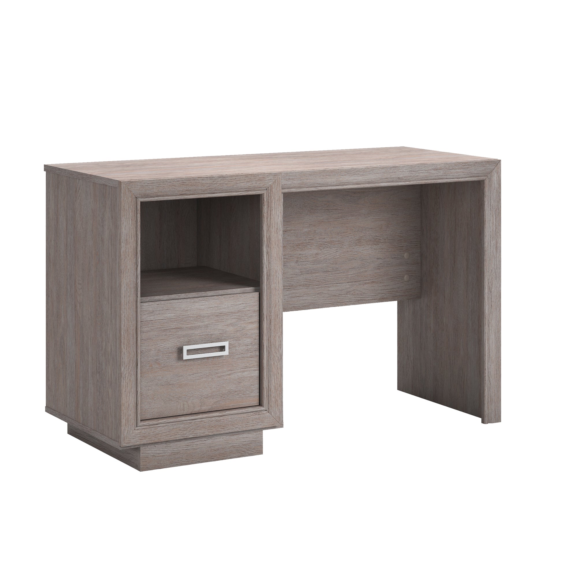 Modern Desk with a File Drawer, Brown finish