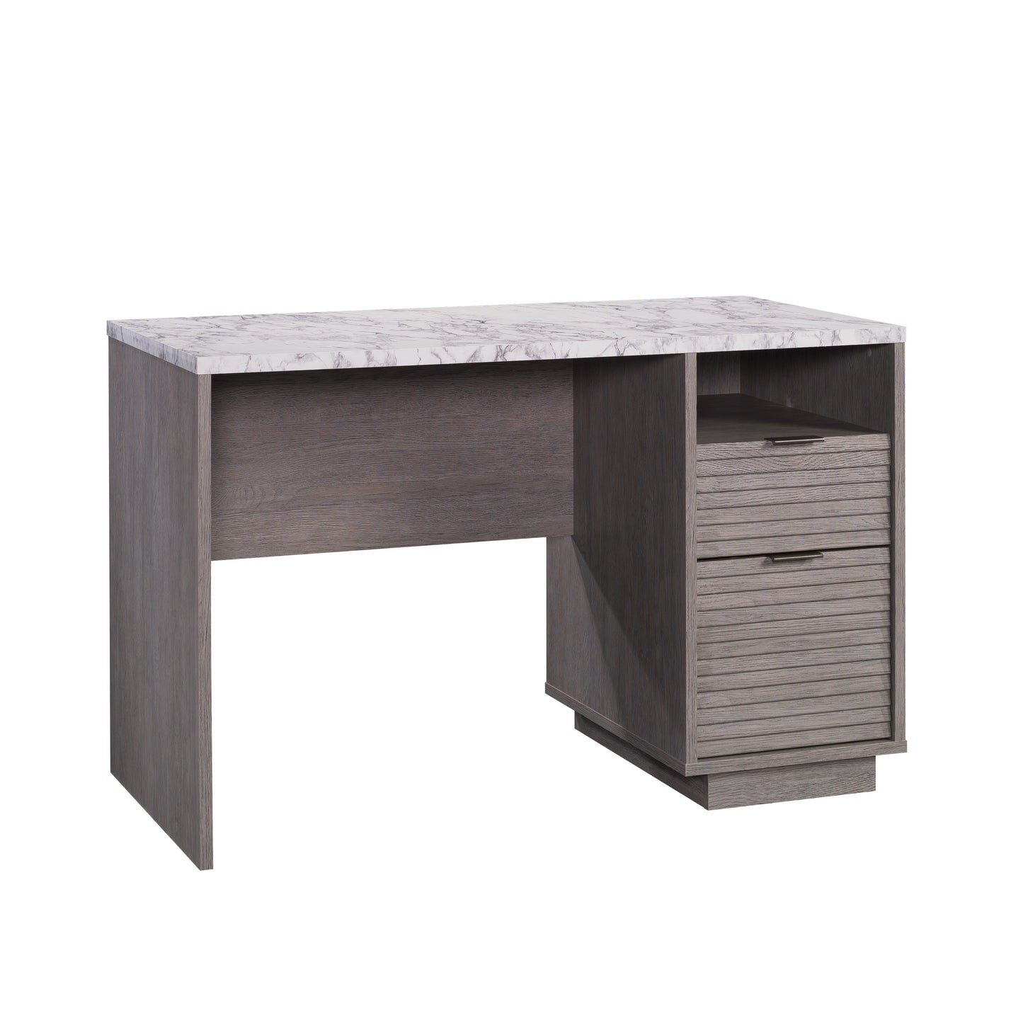 Modern Desk with 2 Spacious Drawers, Medium Gray finish