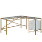 L-Shaped Desk with Glass Top, White finish