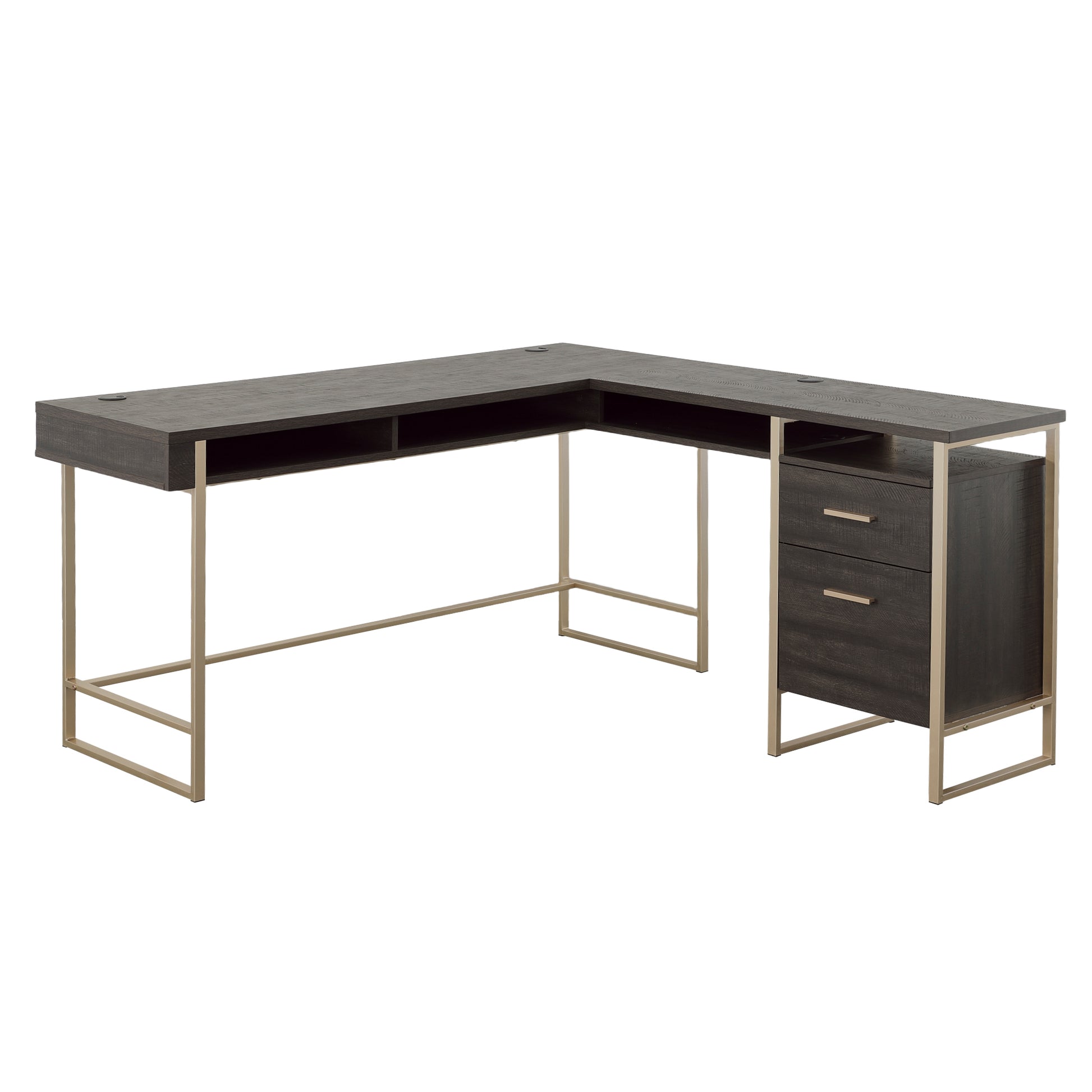 L-Shaped Desk with Large Desktop, Black finish