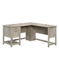 Coastal L-Shaped Desk with File Drawers, Gray finish