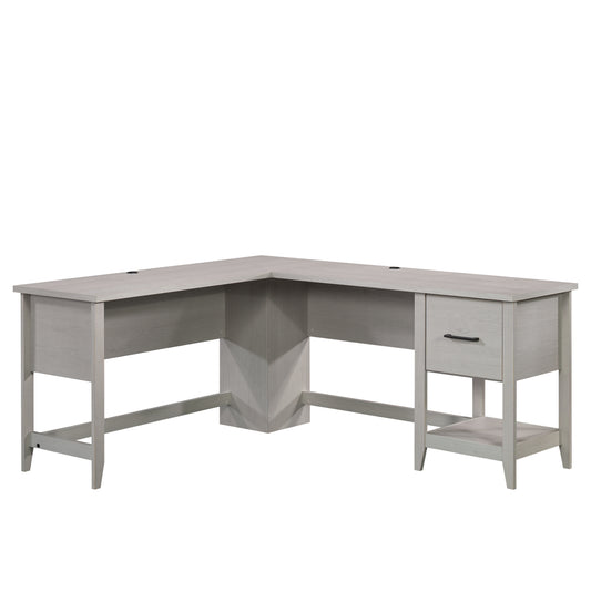 Transitional L-Shaped Desk with File Drawer, White finish