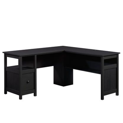 Traditional L-Shaped Desk with File Drawer, Black finish