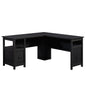 Traditional L-Shaped Desk with File Drawer, Black finish