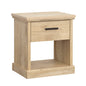 Farmhouse Night Stand with Open Shelf and Smooth Drawer, Brown finish