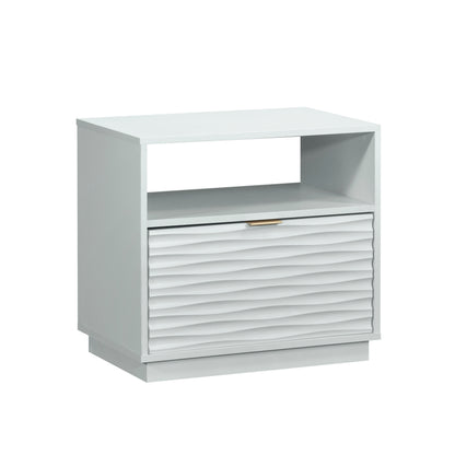 Coastal Night Stand Spacious Drawer and Open Shelf , White finish