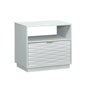 Coastal Night Stand Spacious Drawer and Open Shelf , White finish