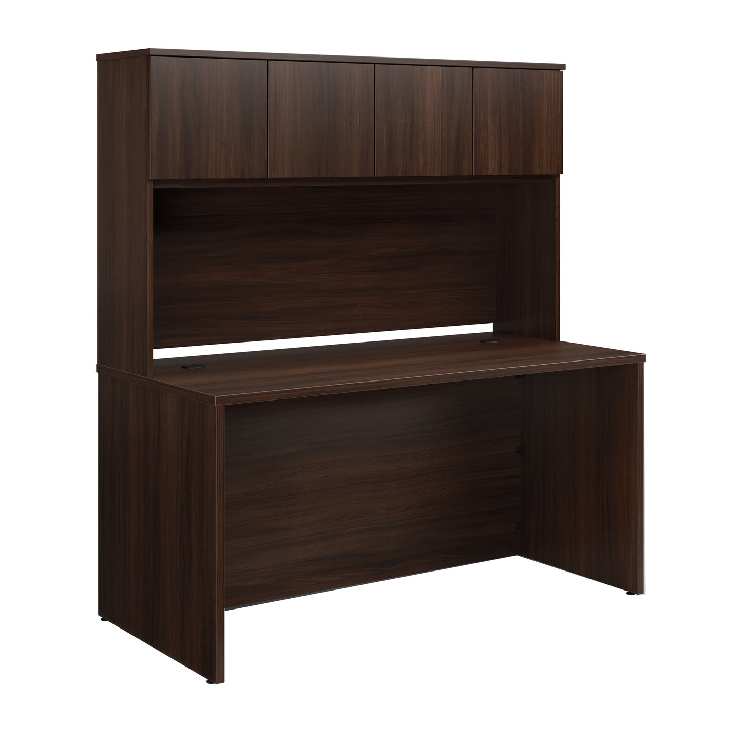 60" x 30" Desk With Hutch, Brown finish