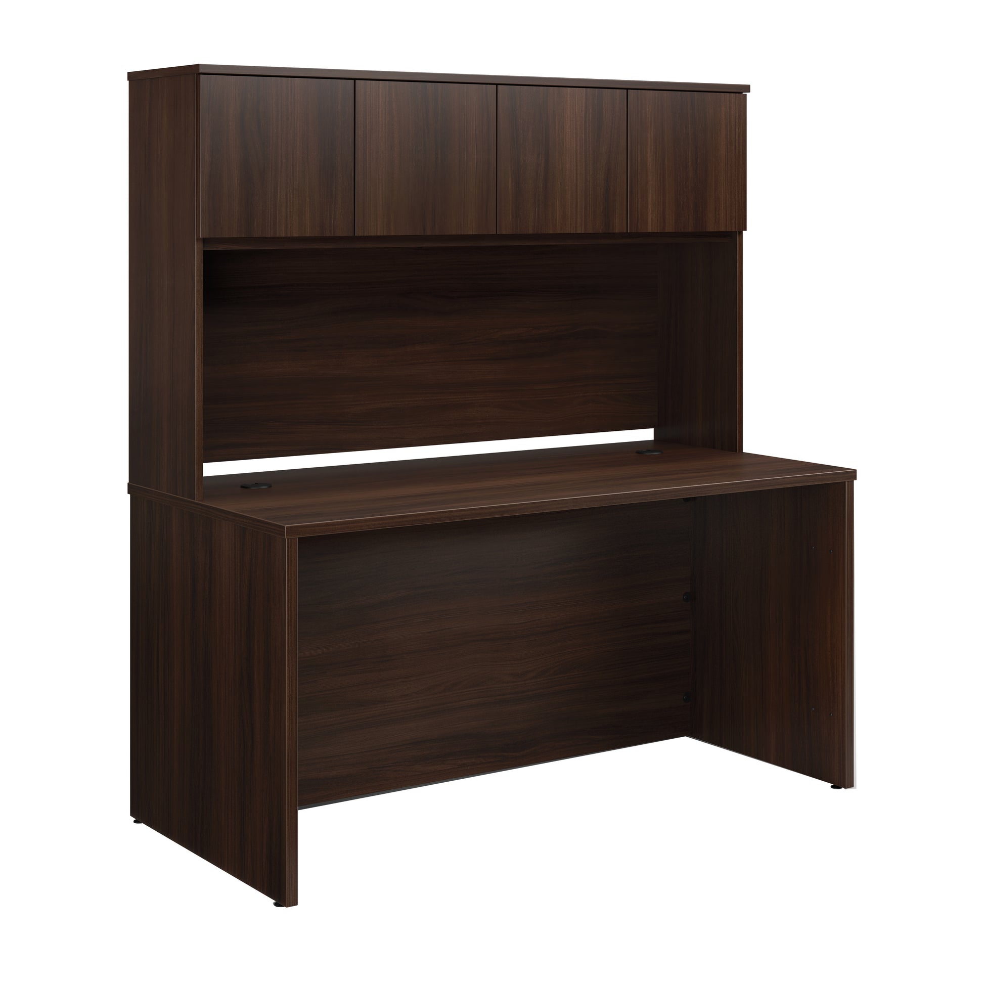 60" x 30" Desk With Hutch, Brown finish