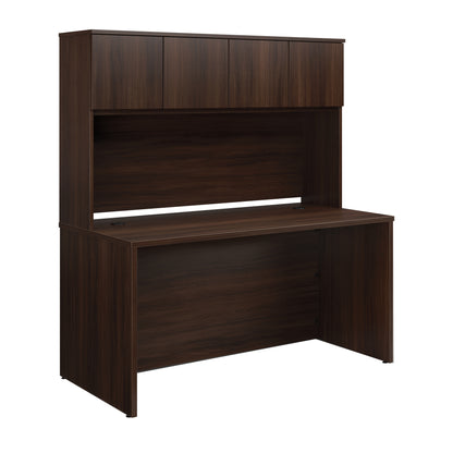 60" x 30" Desk With Hutch, Brown finish