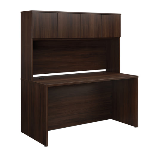 60" x 30" Desk With Hutch, Brown finish