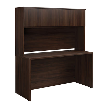 60" x 24" Desk With Hutch, Brown finish