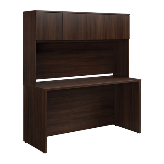 60" x 24" Desk With Hutch, Brown finish