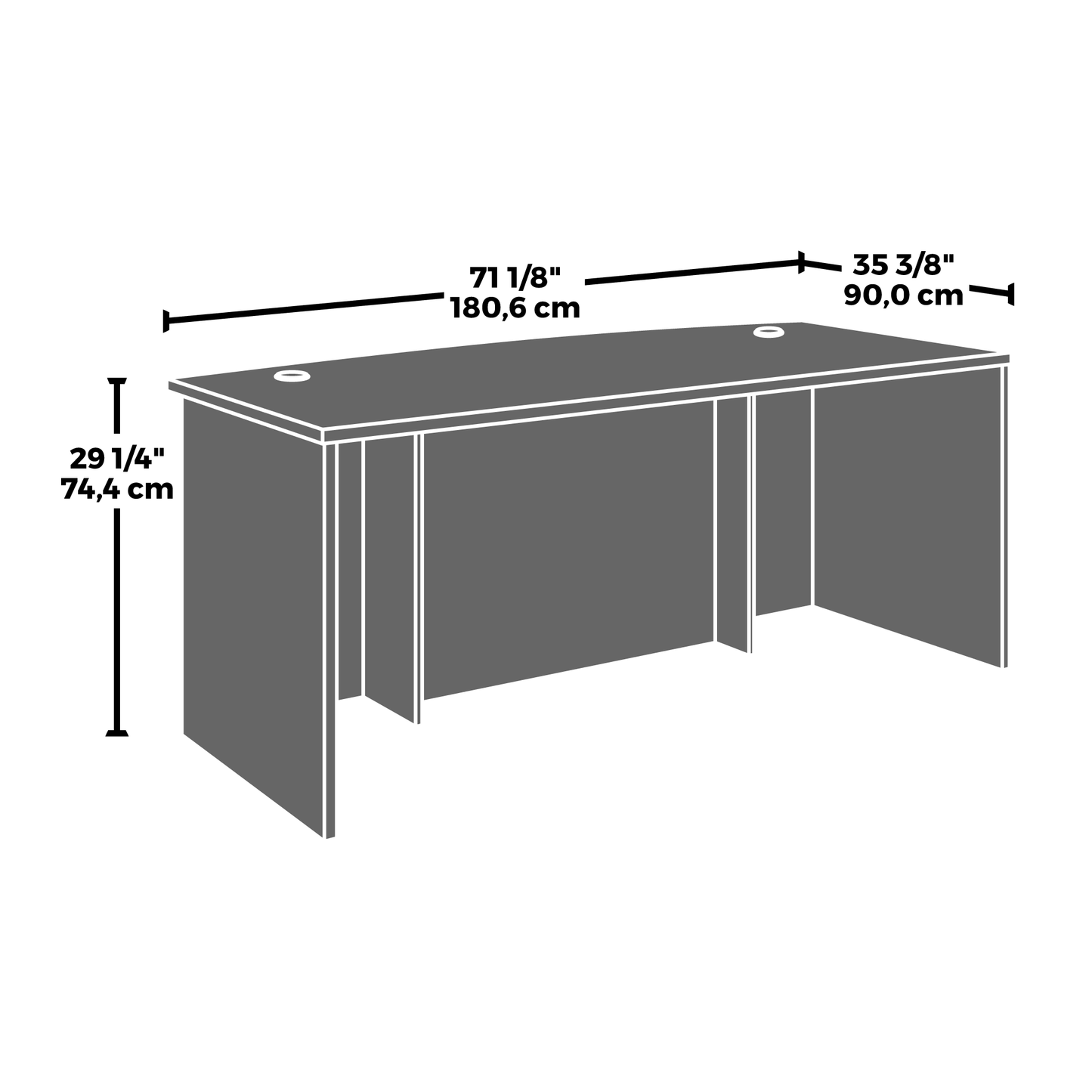 Large L-Shaped Brown Executive Desk - Office Workspace