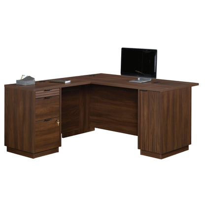 L-Shaped Desk, Brown finish
