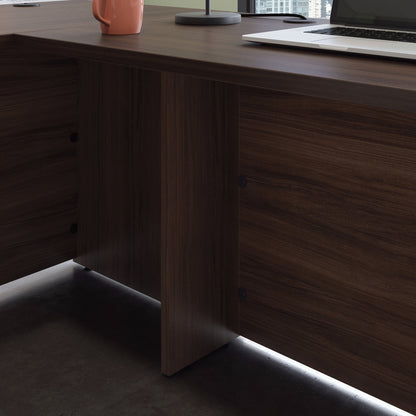 71" x 70.59" L-Shaped Brown Office Desk - Freestanding