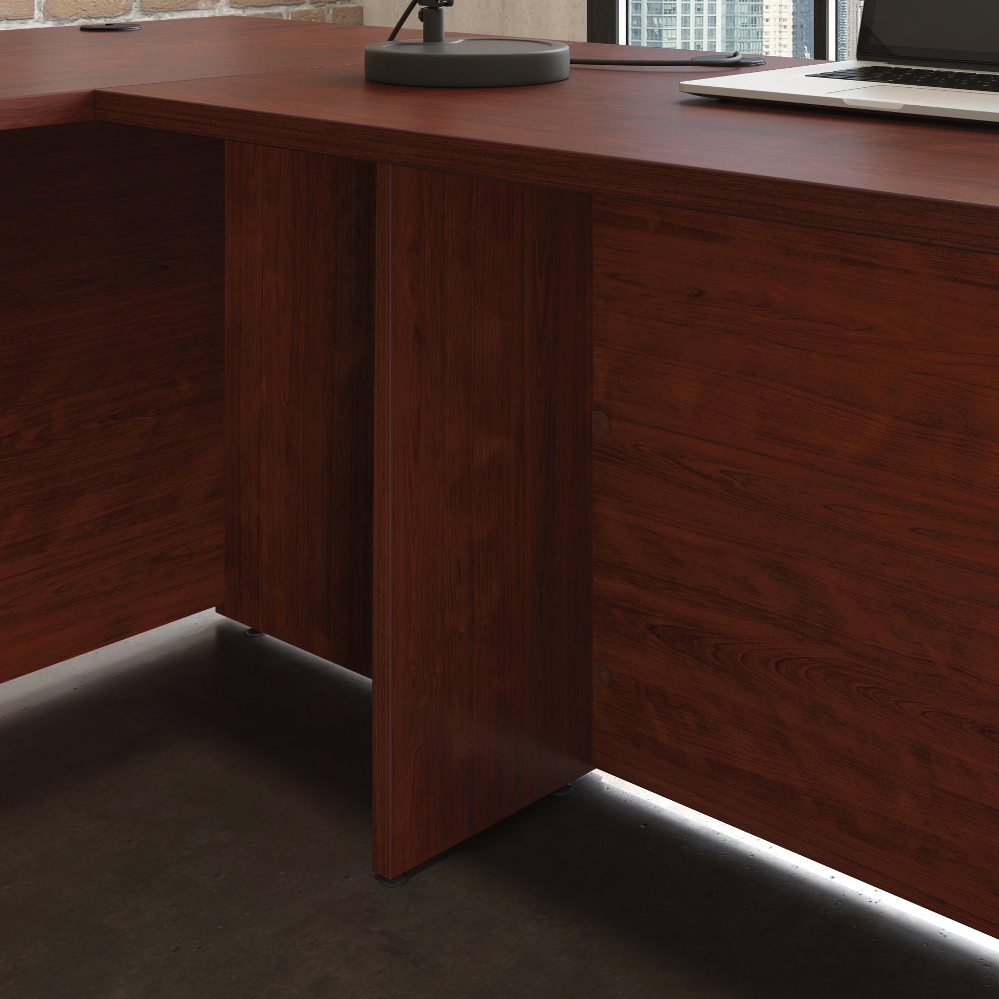 Red L-Shaped Executive Desk - 72" Bowfront Office Desk