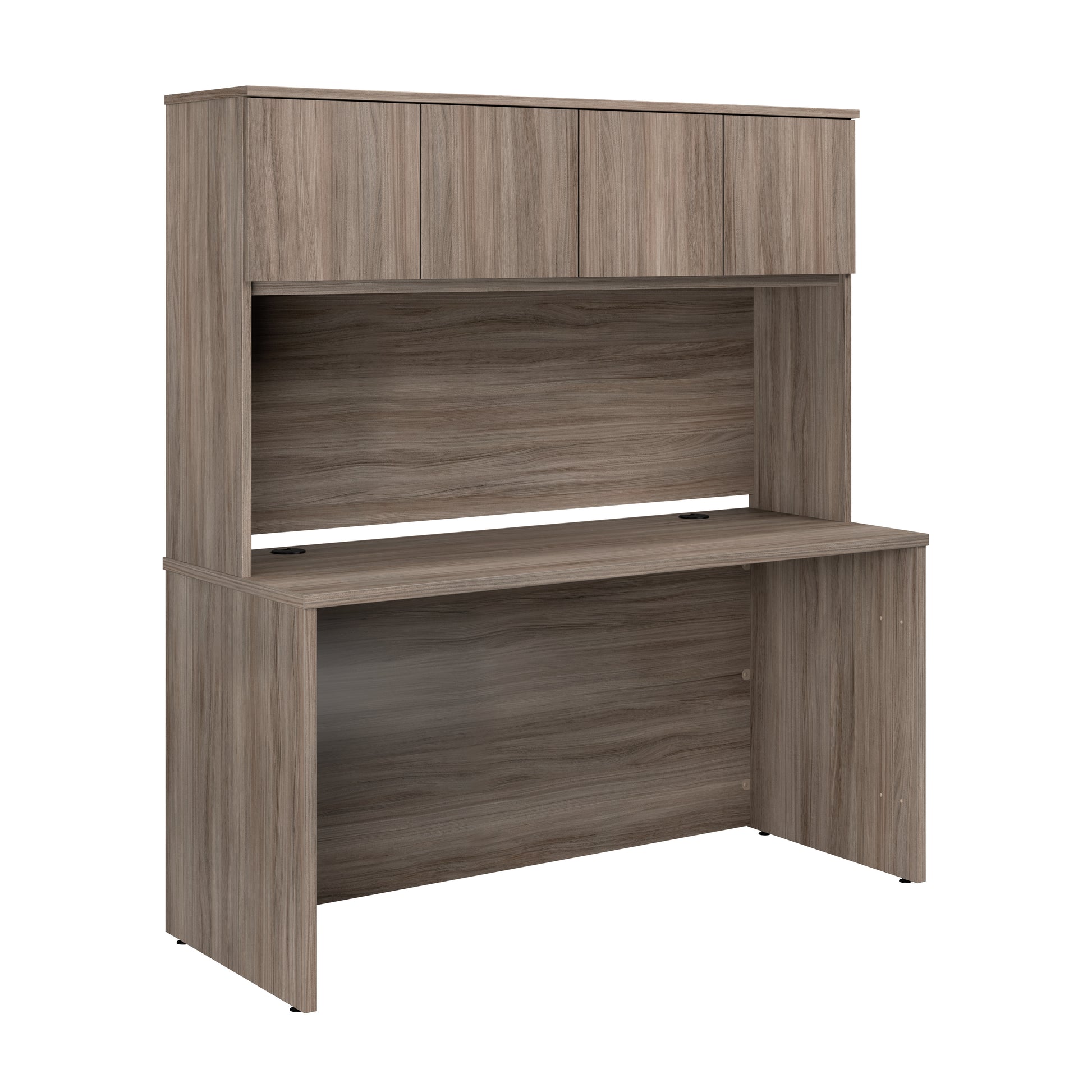 60" x 24" Desk With Hutch, Brown finish