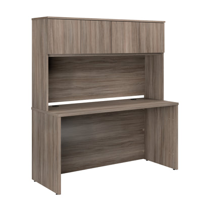 60" x 24" Desk With Hutch, Brown finish