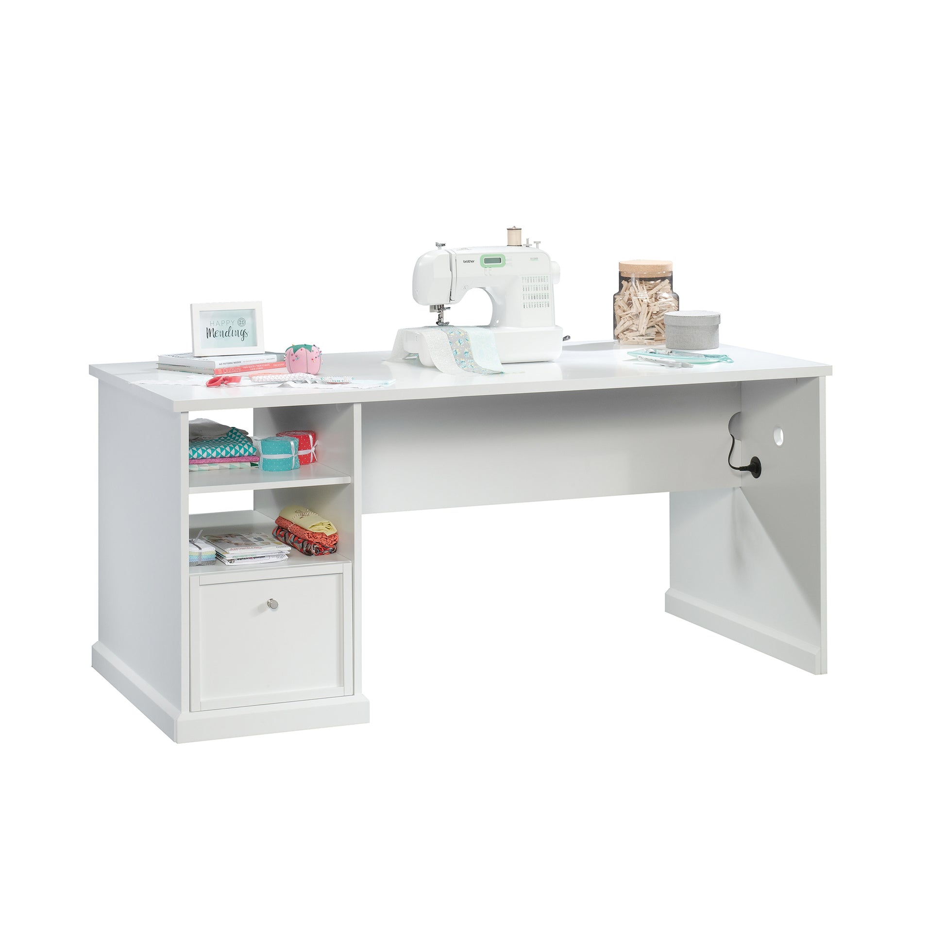 White Computer Desk with Storage - 65.98" Rectangular