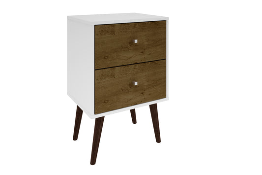 Nightstand in White and Rustic Brown