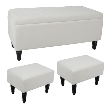 47'' Tufted Storage Ottoman Bench, Velvet End of Bed Bench with Nail Accent and Solid Wood Legs, for Living Room, Bedroom, Entryway, Taupe
