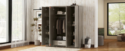 4-Door Grey Wardrobe - Bedroom Storage Solution