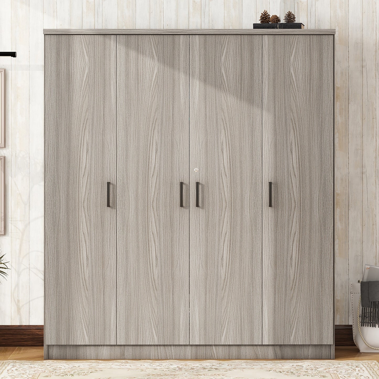 4-Door Grey Wardrobe - Bedroom Storage Solution