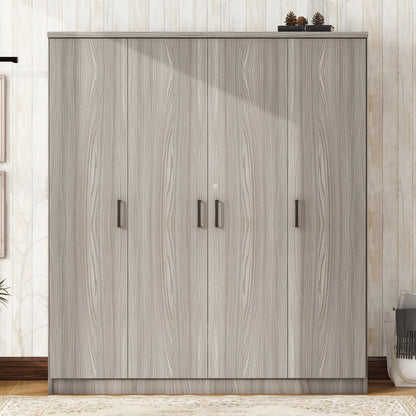 4-Door Grey Wardrobe - Bedroom Storage Solution