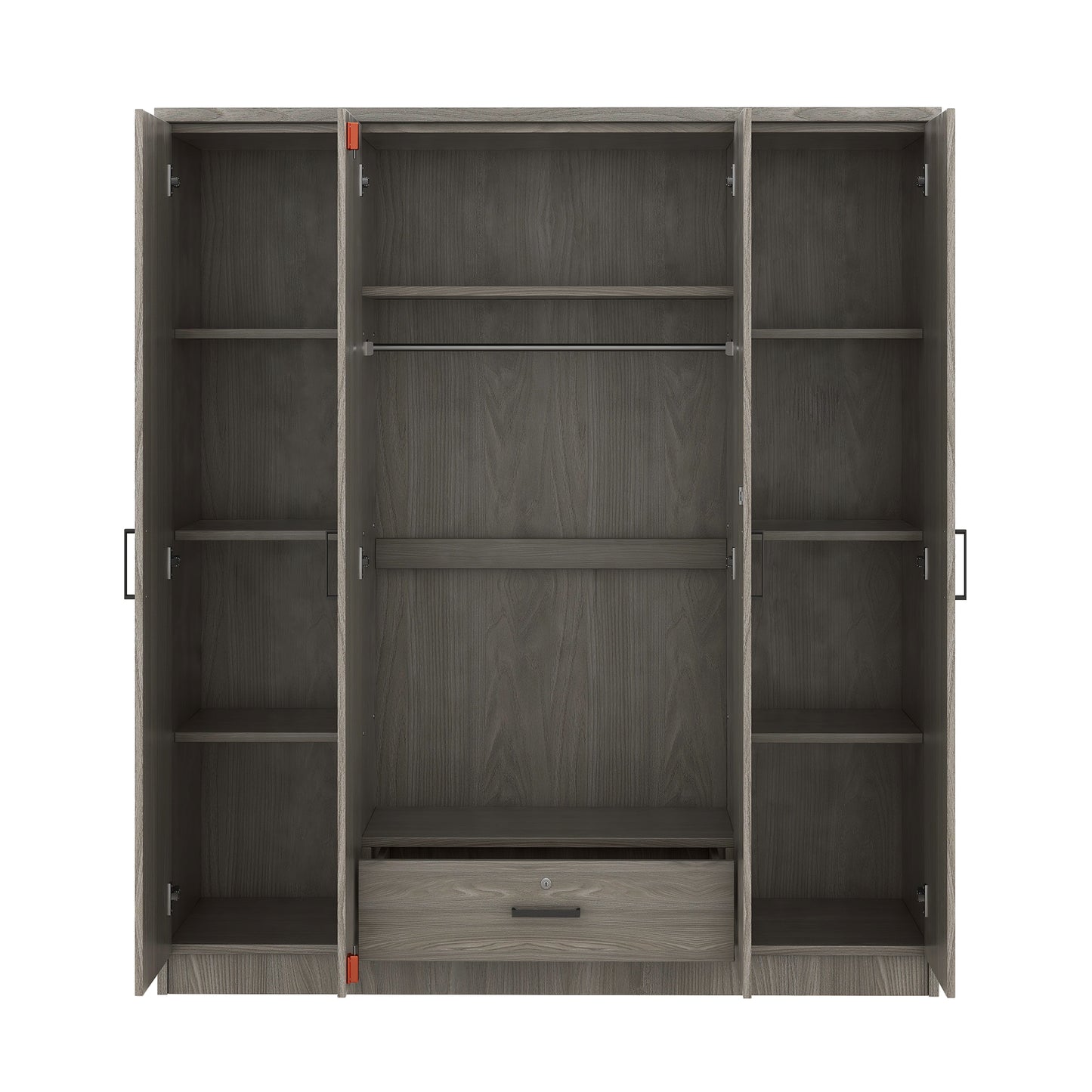 4-Door Grey Wardrobe - Bedroom Storage Solution